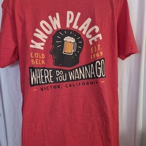 Red Graphic Tee with Black Print